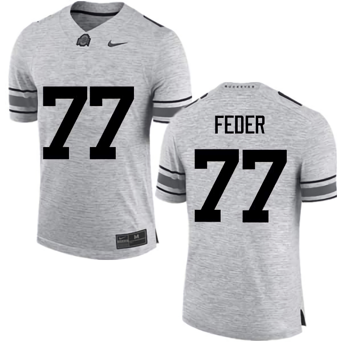 Kevin Feder Ohio State Buckeyes Men's NCAA #77 Nike Gray College Stitched Football Jersey RDV0256OR